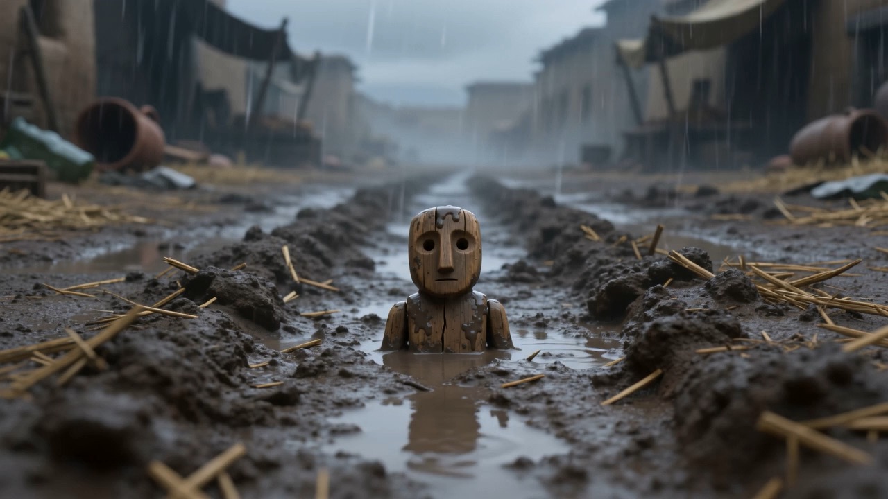 Something small lying in a puddle