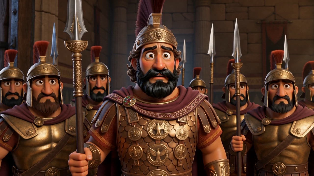 The guards look at each other