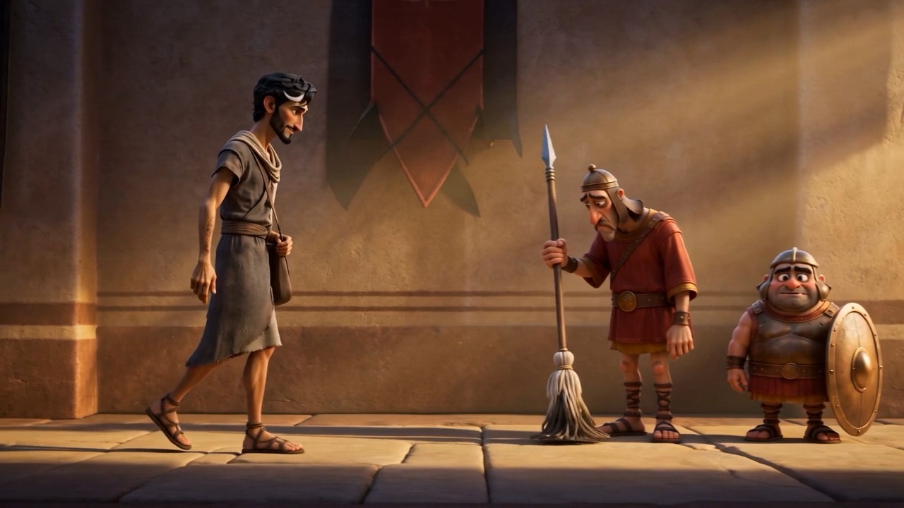 He walks past the guards without hurrying