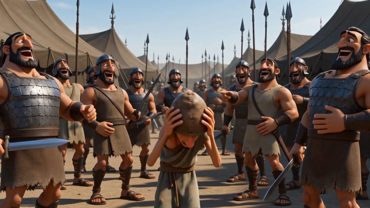 The camp — soldiers everywhere, laughing