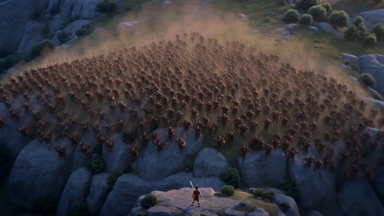 The charge, seen from far above