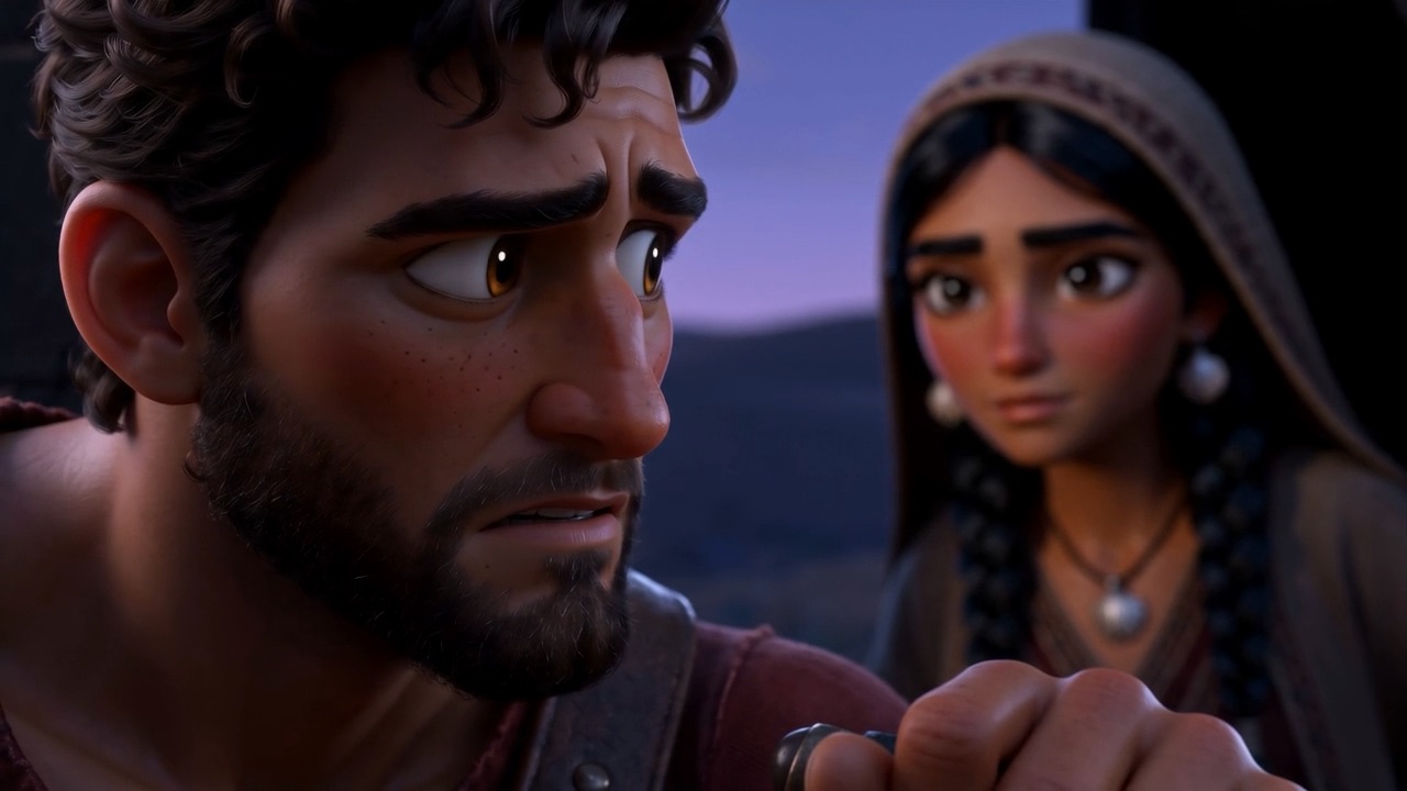 He stares at her