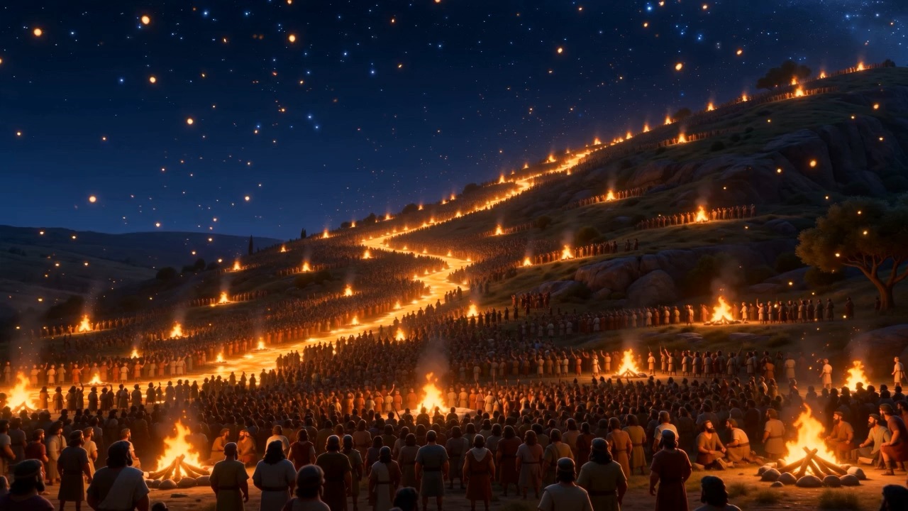 The whole nation gathered around one bonfire