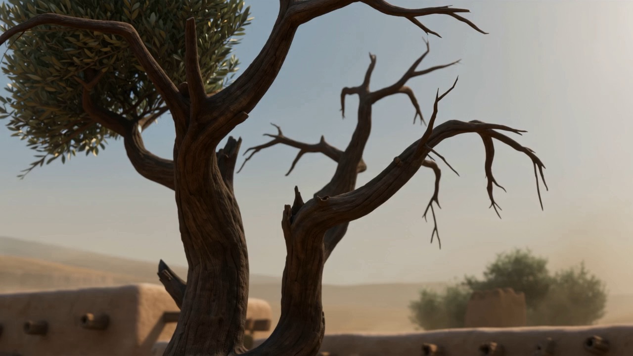 A dead tree against an empty sky