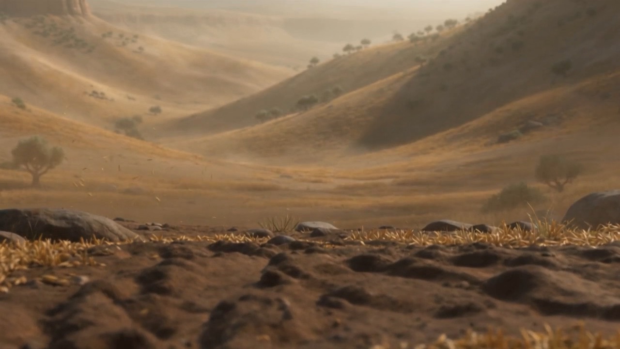 Bare, stripped hills to the horizon