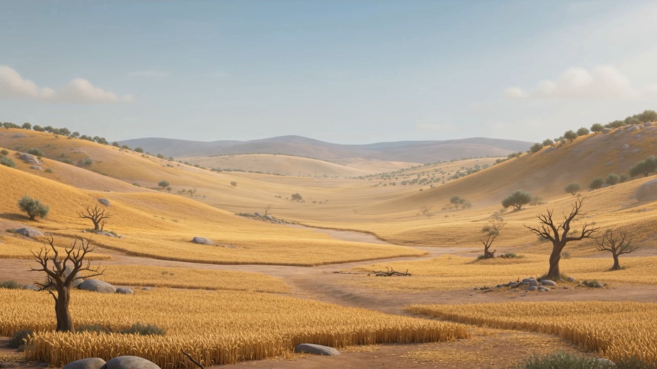 The valley bare in every direction