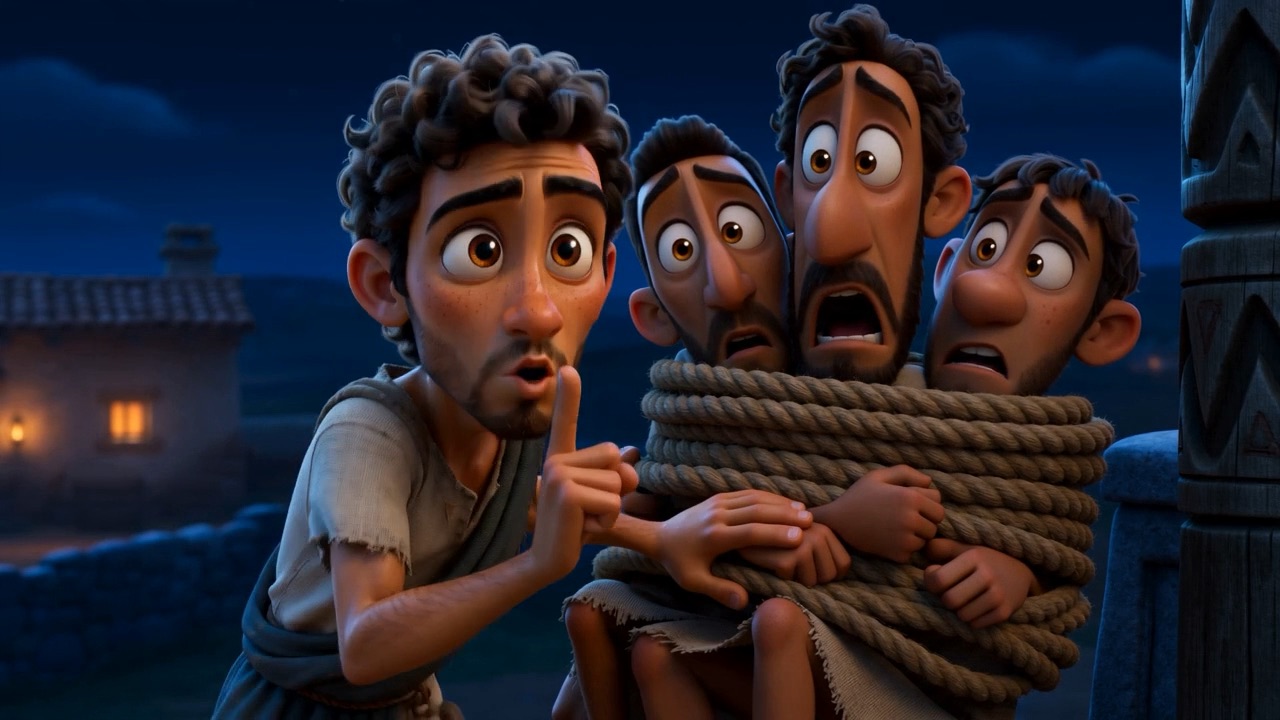 Rope over shoulders, ten men hauling together
