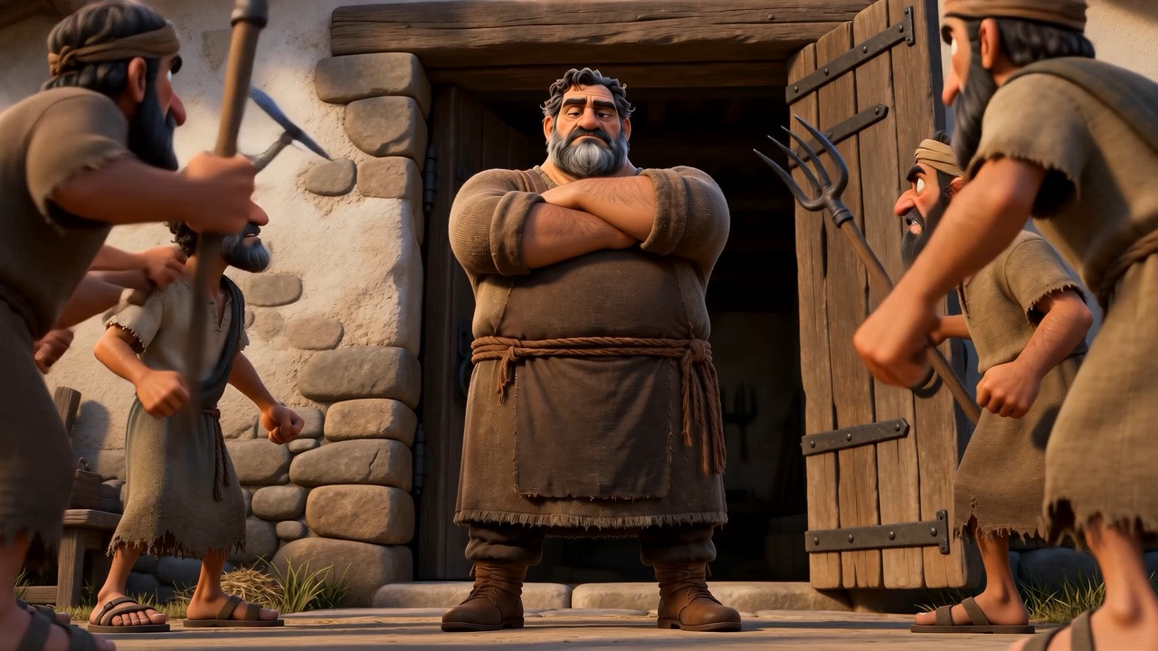 Joash stands in his own doorway, arms folded