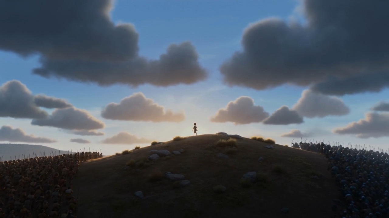 One man alone on a hilltop above the whole valley