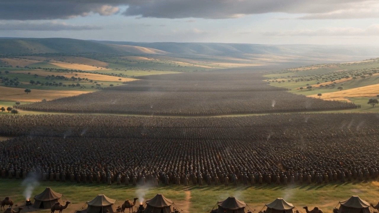 The camp runs right to the horizon