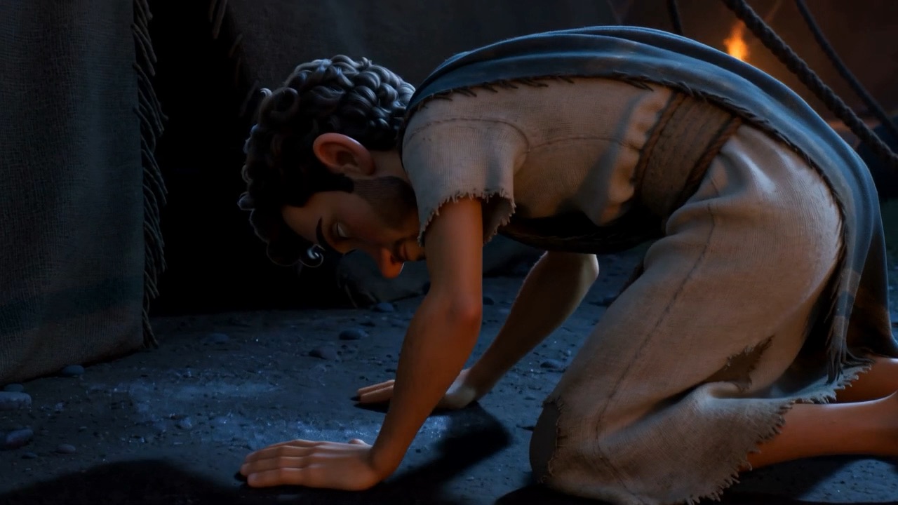 He drops to his knees outside in the dark