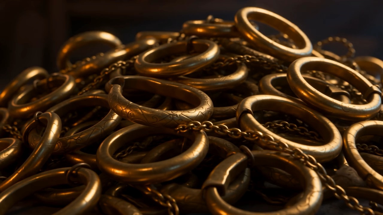 A heap of gold earrings taken from the spoil