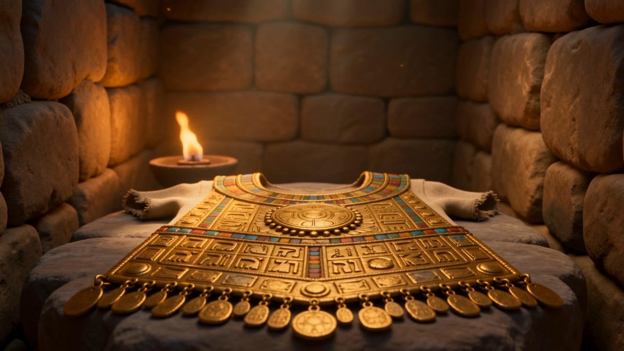 The finished ephod, gold and immense