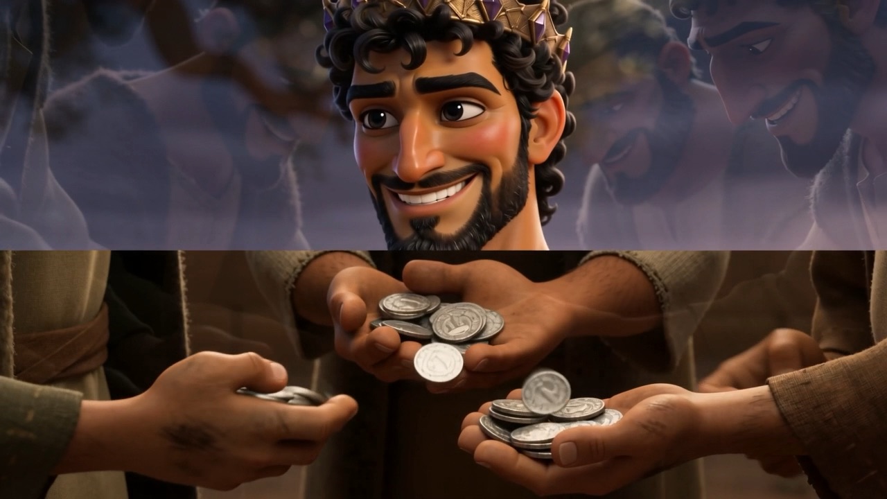 A double handful of coins, counted