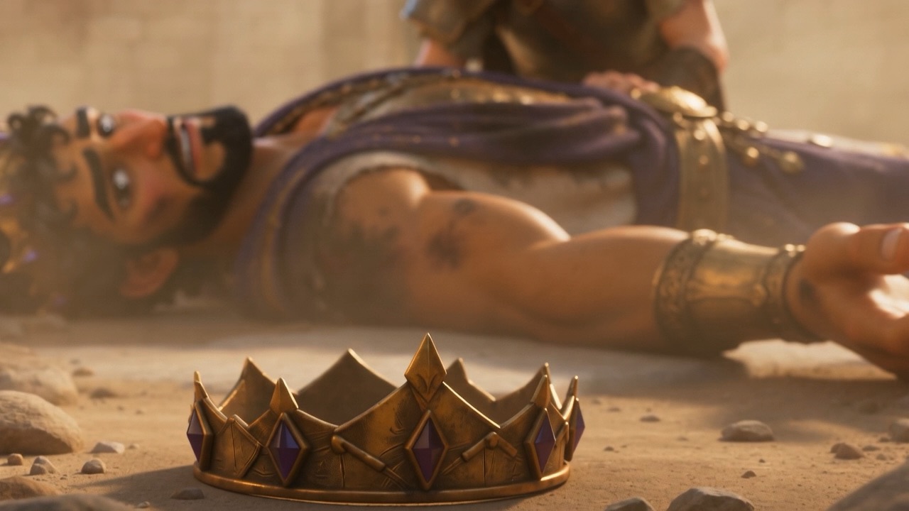 The crown, close, and nothing else moving
