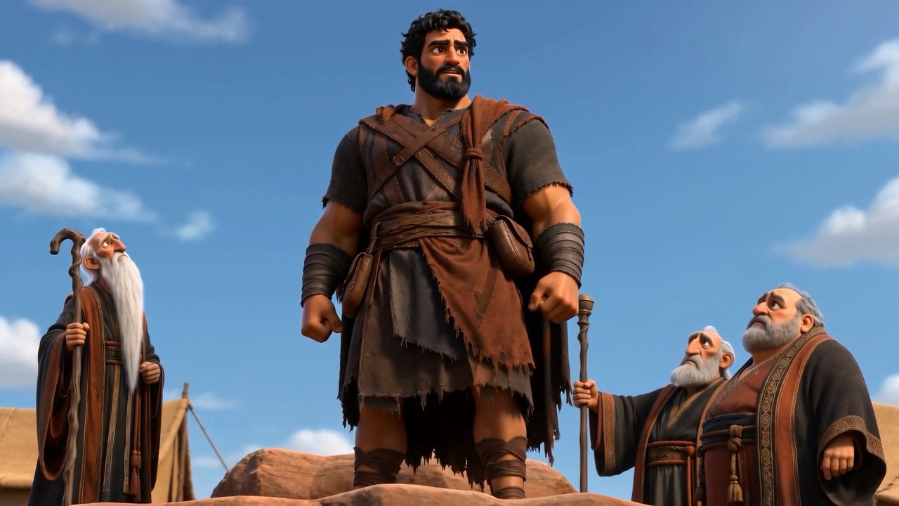 He stands up above them on the rock