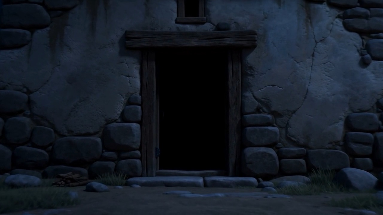 A black doorway in a wall