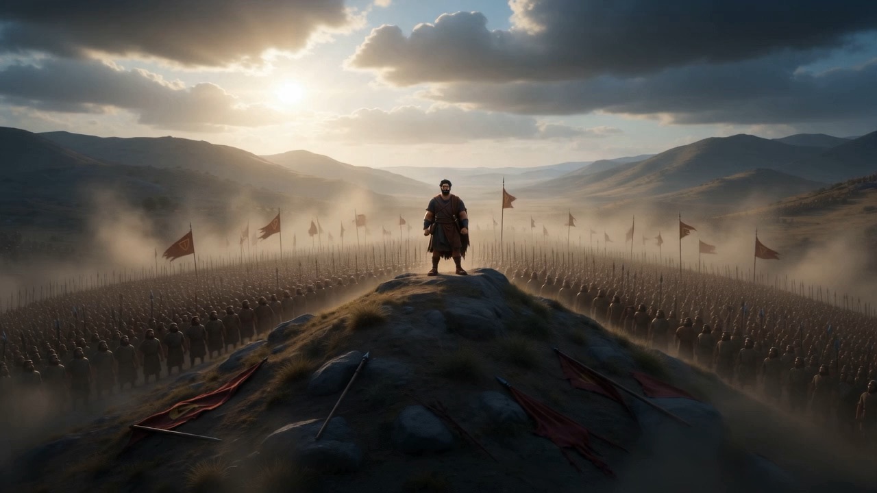 An empty hill with banners lying on it