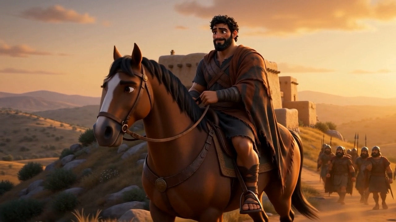He rides at the front of it, tired and glad