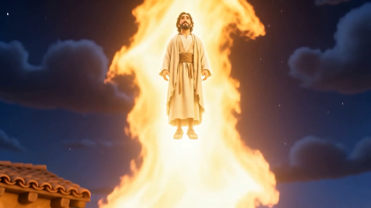 The flame stands up tall — and there is a figure inside it