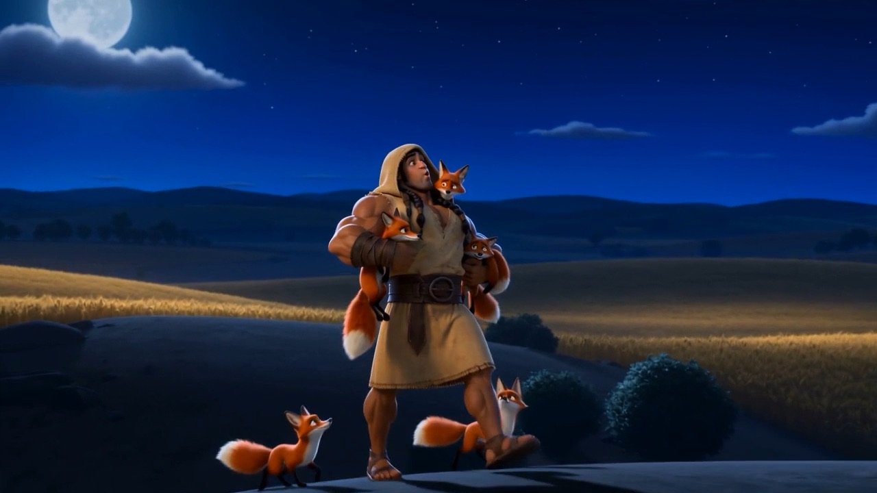 More of them trot along beside him under the moon