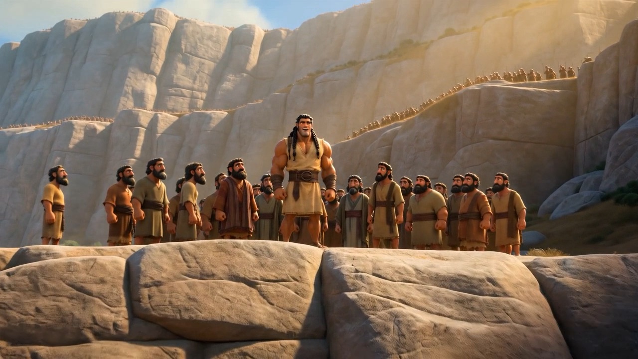 His own countrymen crowd the rocks around him