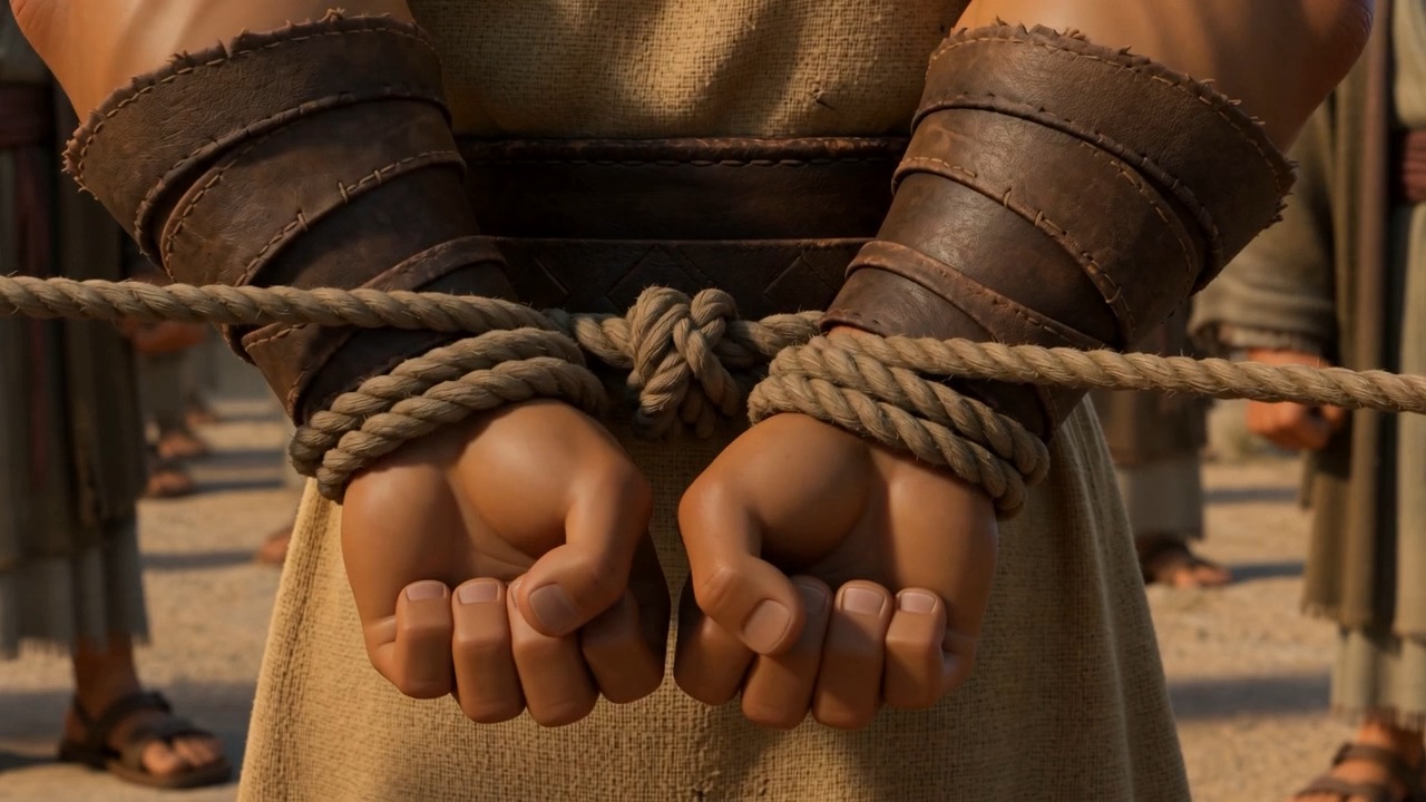 Two new cords knotted around his fists