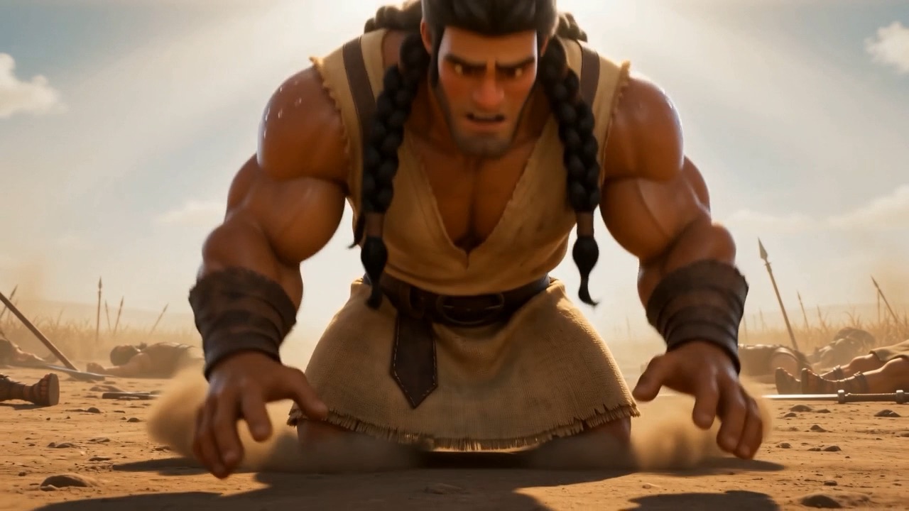 Then his knees go, and he drops