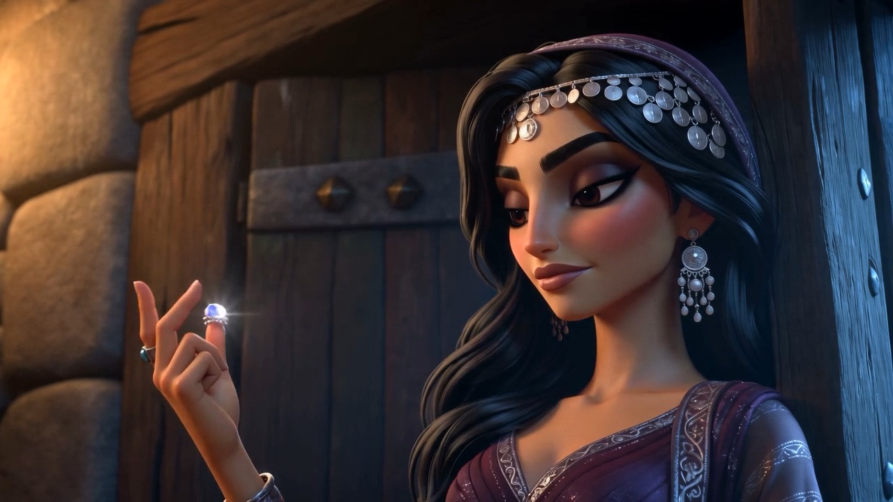 She turns a ring on her finger, considering