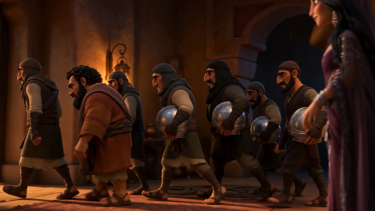 They file out of the house carrying their helmets