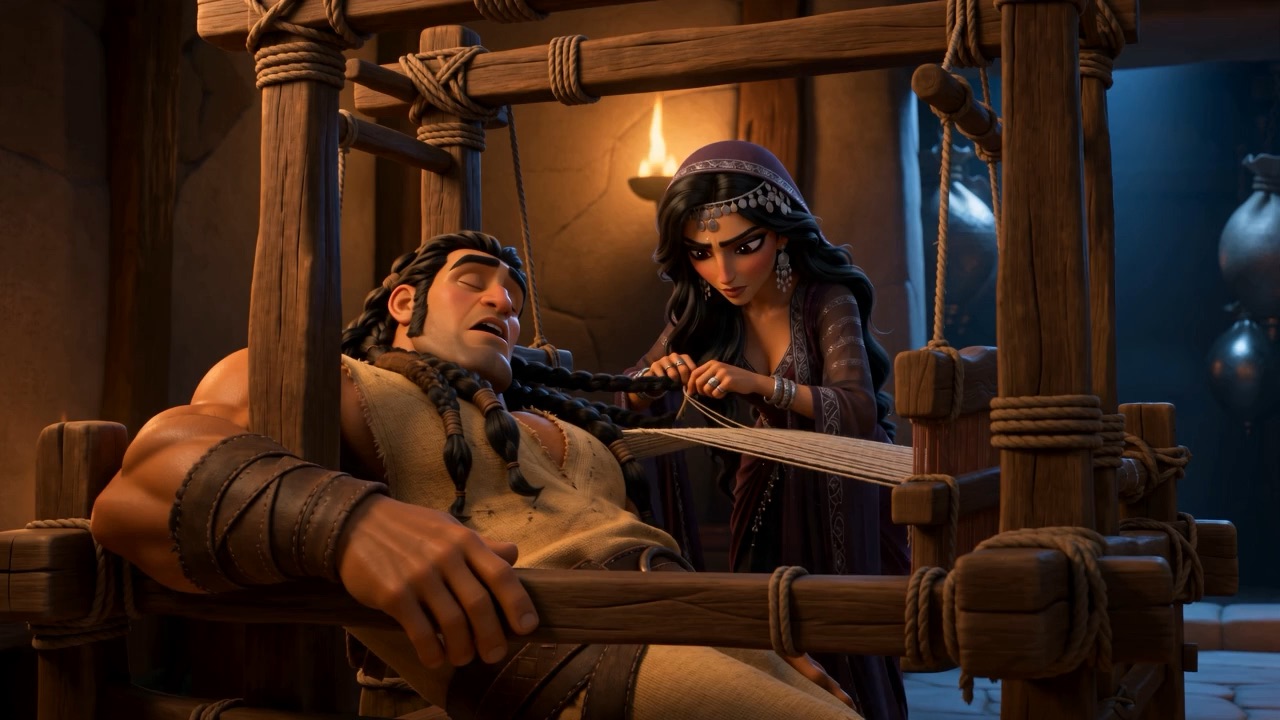 A big wooden loom stands in the corner of the room