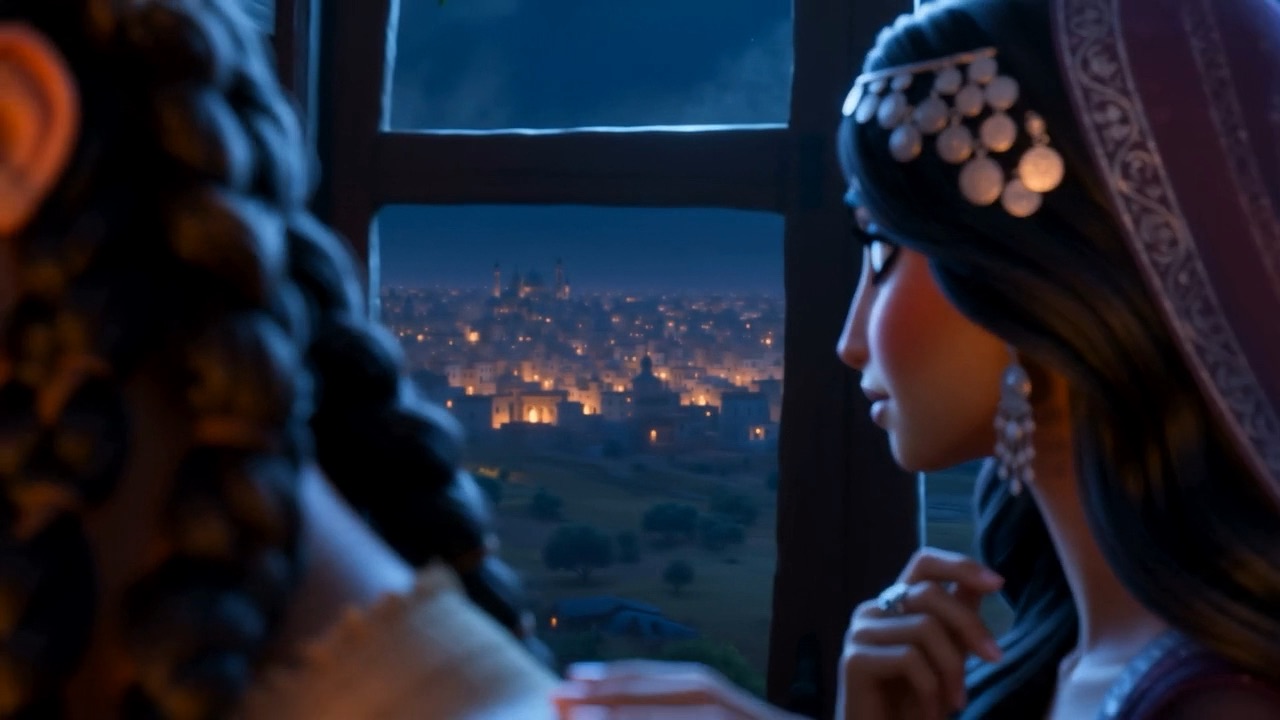 She looks out over the lights of the valley, waiting