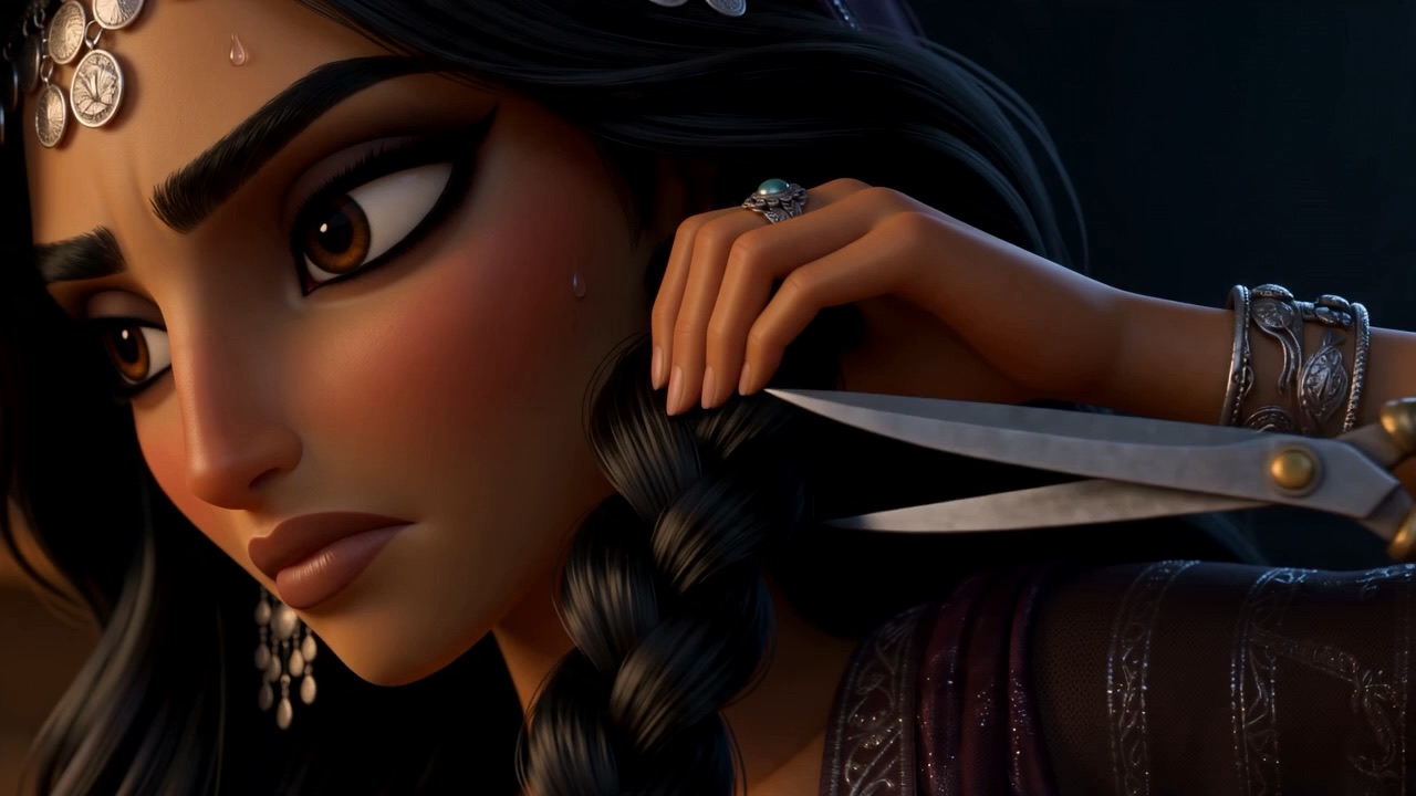 Her face above him, a blade catching the lamplight