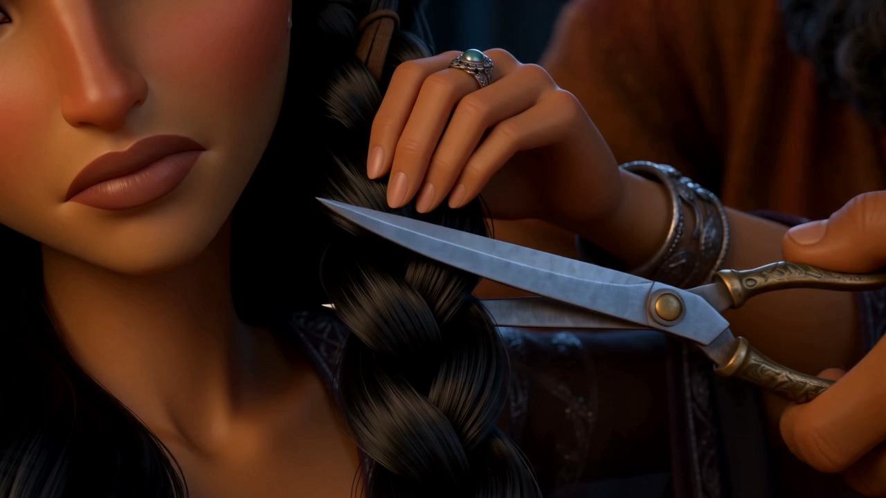 The shears close on the first braid