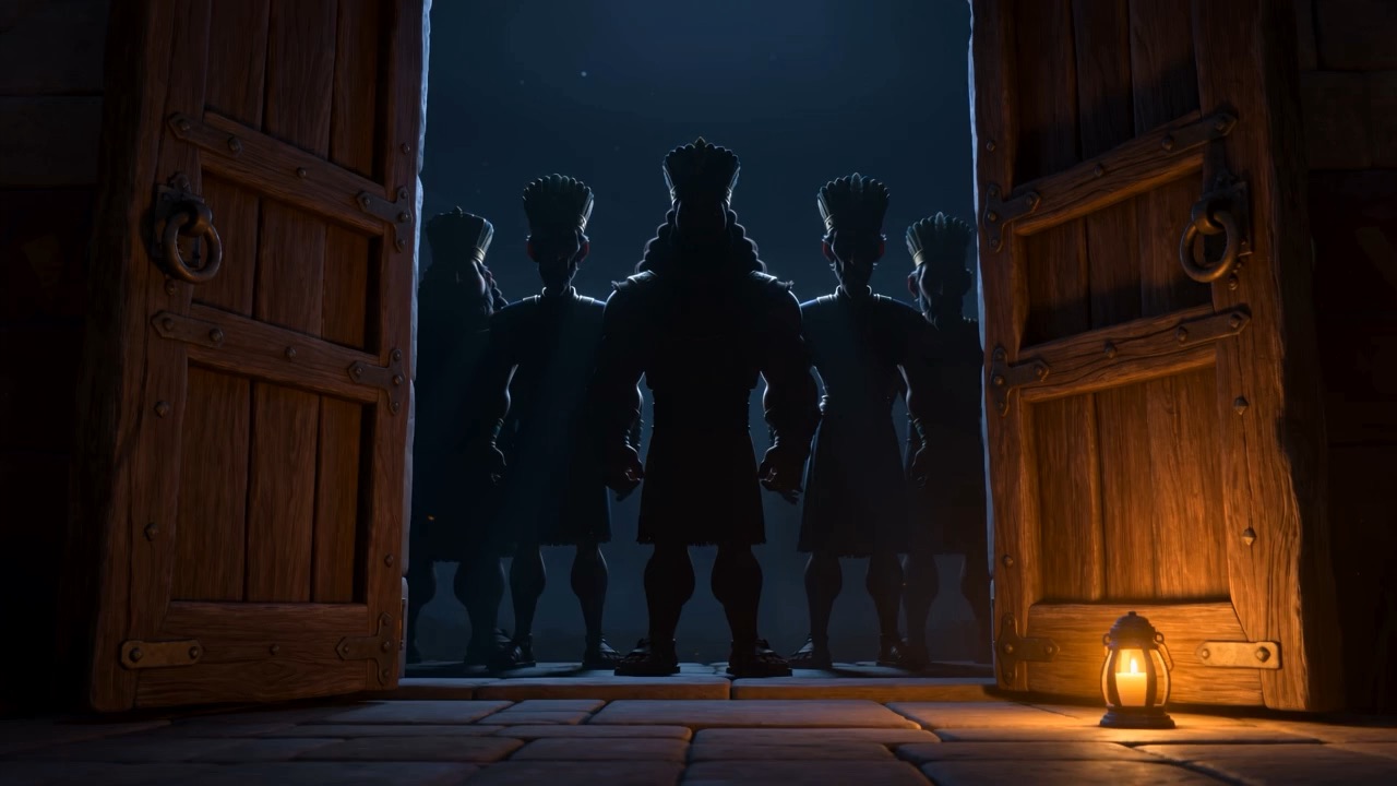 The doors stand open on a row of waiting shapes
