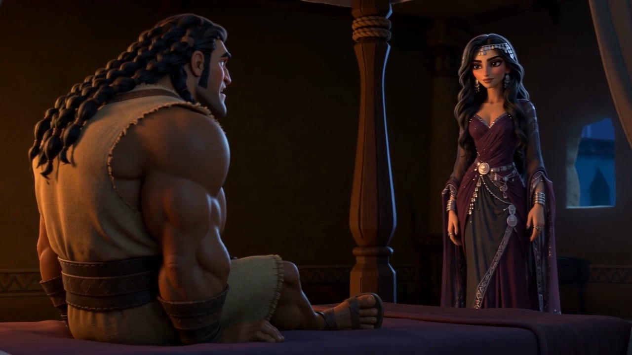 He looks up at her, on his knees