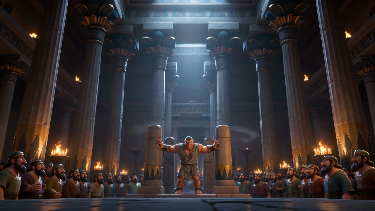 The whole packed temple, one man at its heart