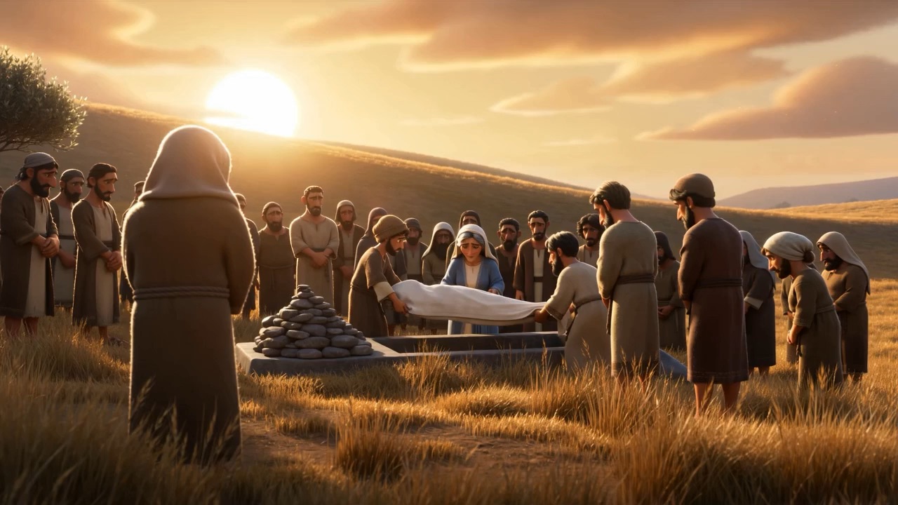 They lay him in the burying place of his father
