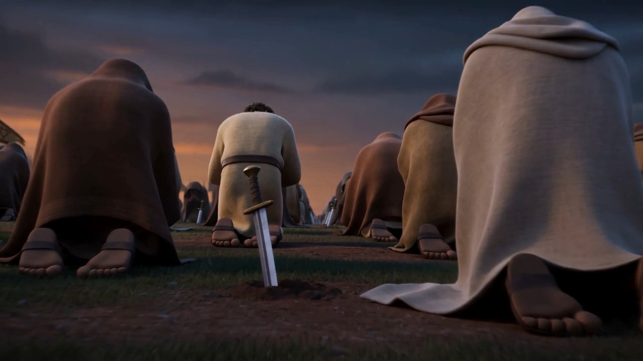 Faces to the ground, cloaks over heads