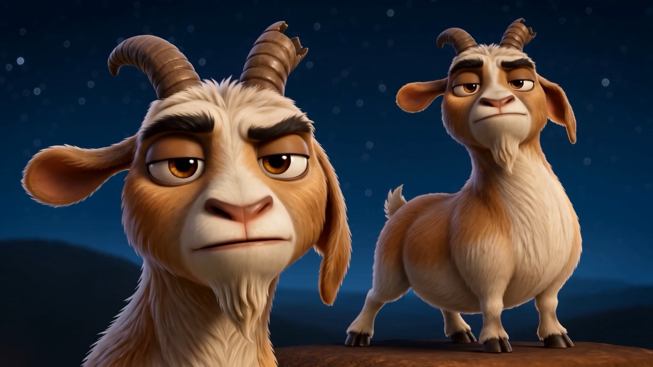 A second goat arrives and gives it a look