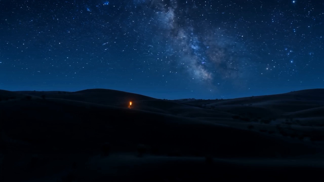 The stars come all the way down to the hills