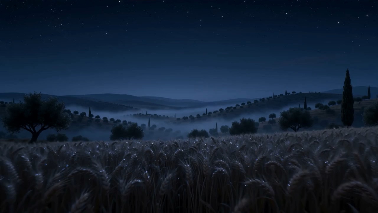 Wheat in the dark before dawn