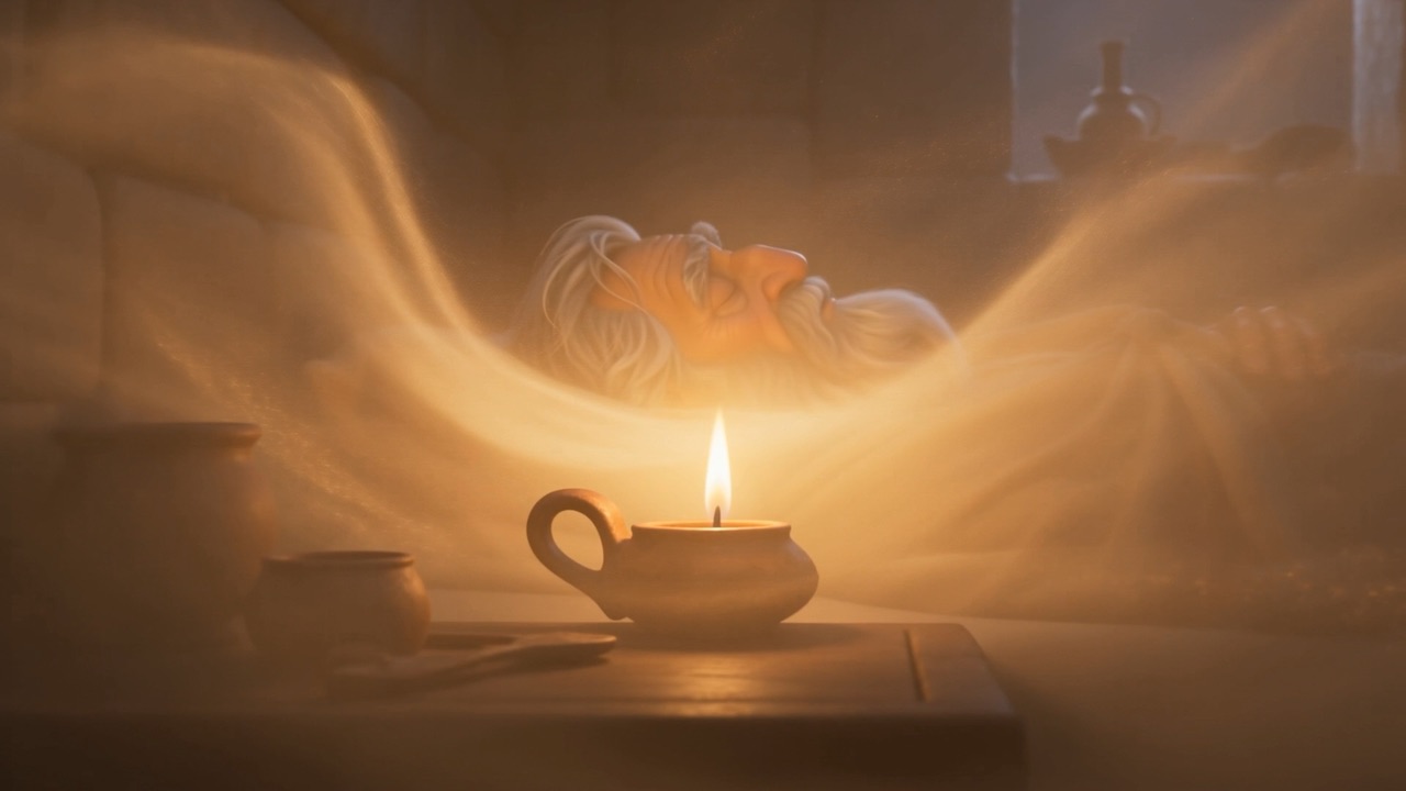 The memory fades back into the little flame by the bed