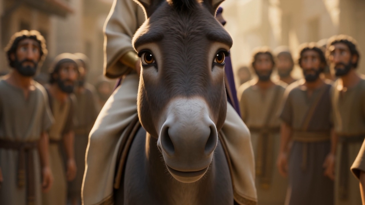 The mule's face fills the frame, entirely unimpressed