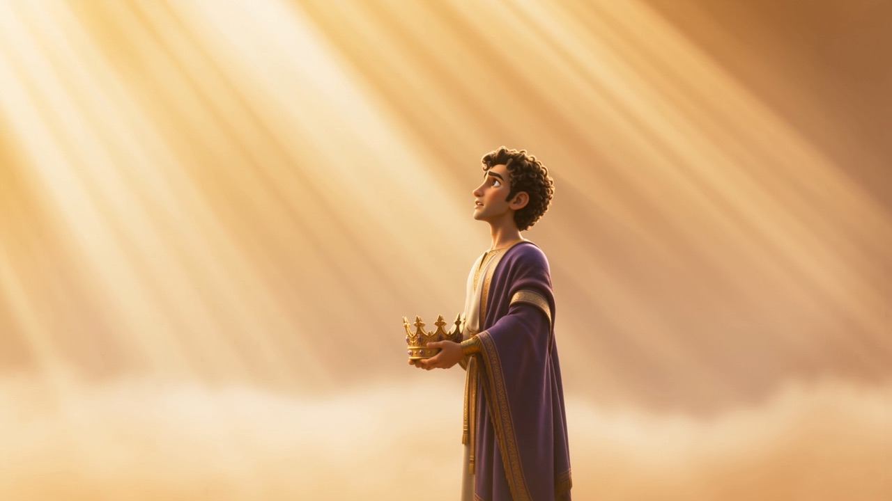 Solomon stands very small in the vast light