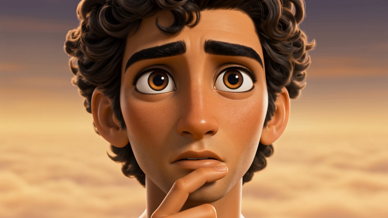 Solomon thinks, chin on his hand