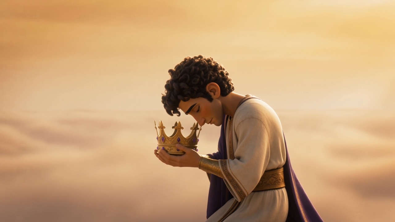 He bows his head over the crown he was offered