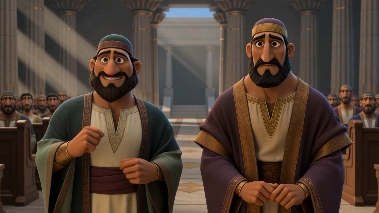 Two merchants argue their case before the judgment seat