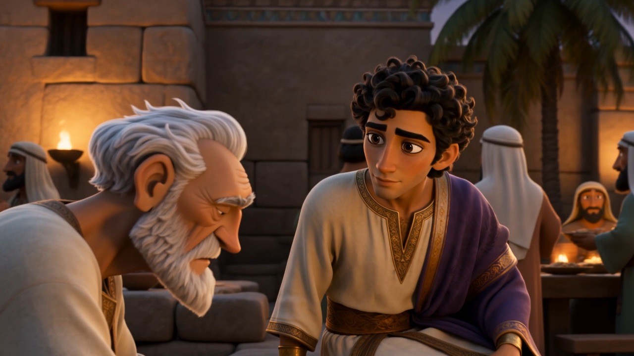 Solomon sits down beside him and leans in