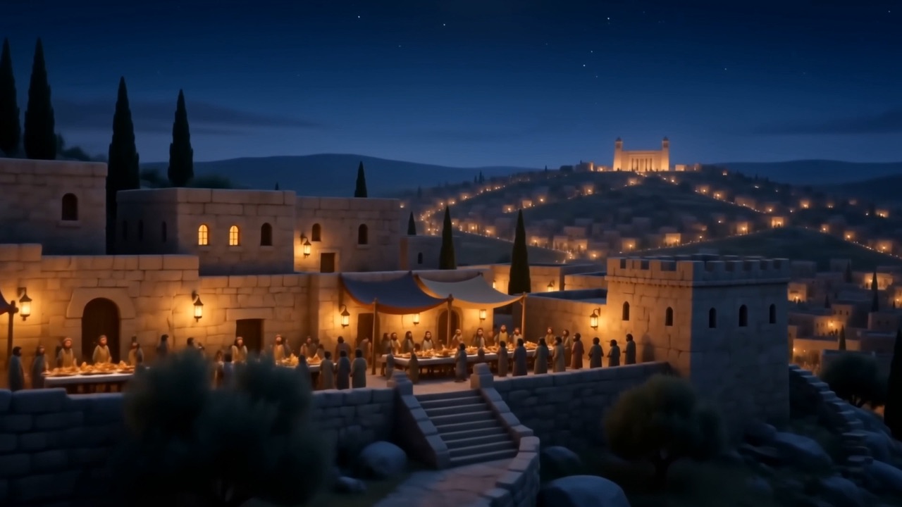 The whole city glows with feasting into the night